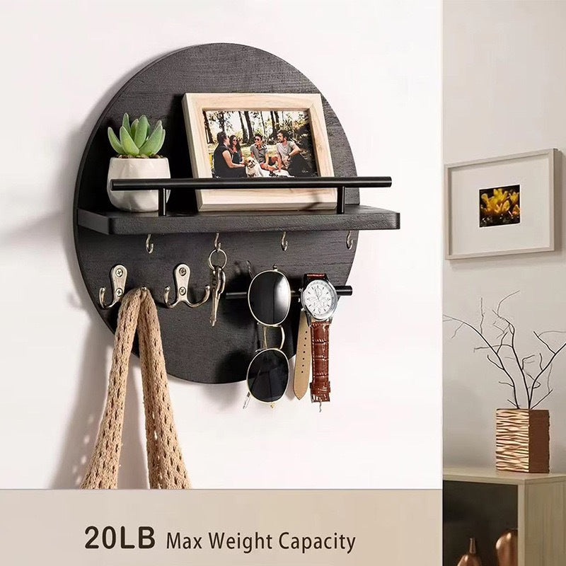 Orvena Round Wooden Wall Shelf for Home Decor