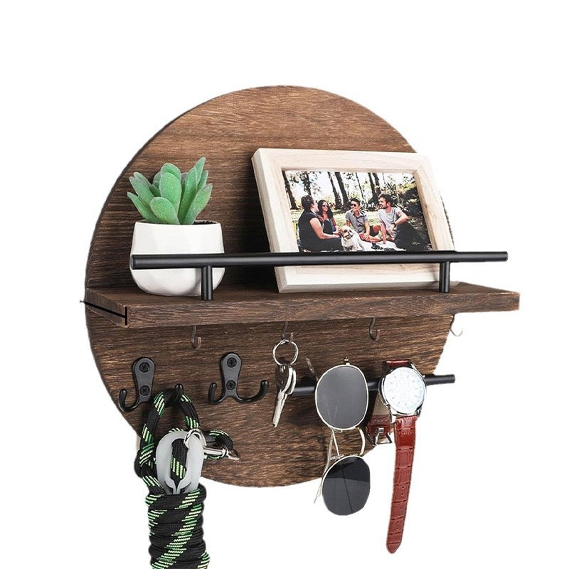 Orvena Round Wooden Wall Shelf for Home Decor