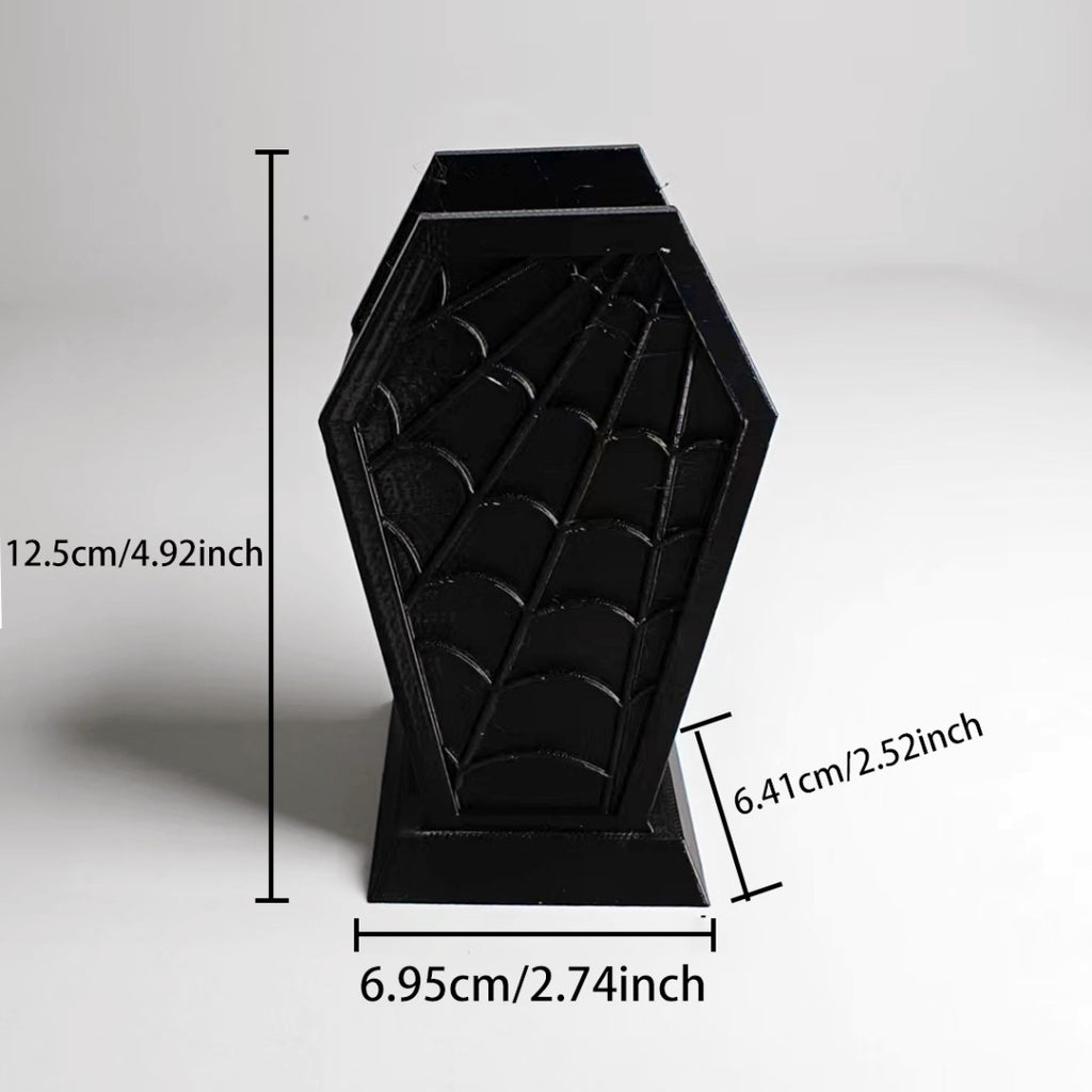 Orvena Cross-Border Gothic Coffin-Shaped Spider Web Makeup Brush Holder Bedroom Dresser Decoration Ornaments Creative Ornaments