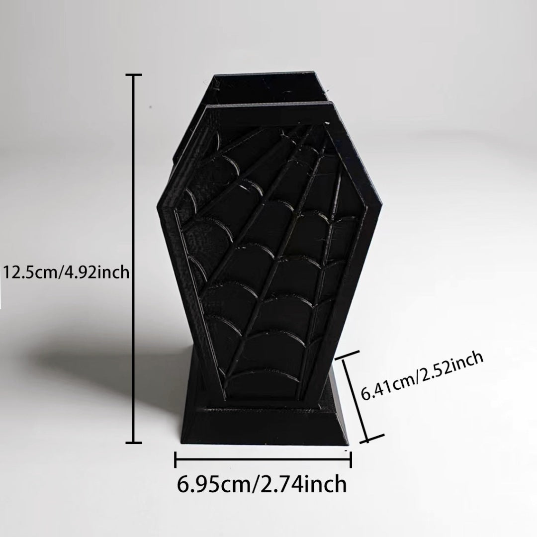 Orvena Cross-Border Gothic Coffin-Shaped Spider Web Makeup Brush Holder Bedroom Dresser Decoration Ornaments Creative Ornaments