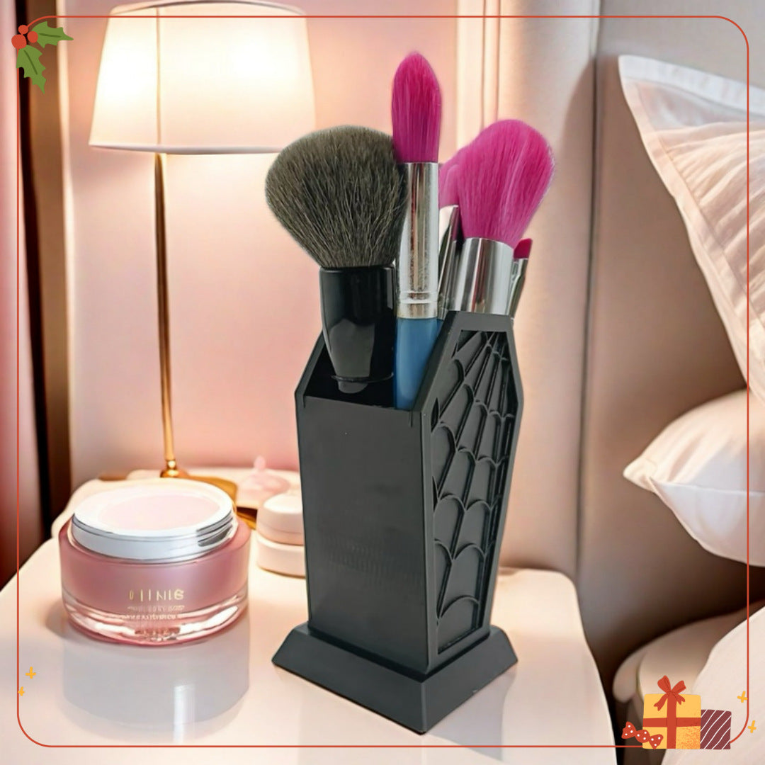 Orvena Cross-Border Gothic Coffin-Shaped Spider Web Makeup Brush Holder Bedroom Dresser Decoration Ornaments Creative Ornaments