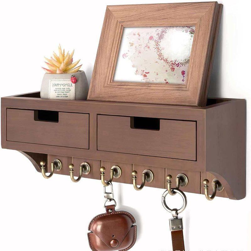 Orvena Wooden Entryway Organizer with Drawer and Key Hooks
