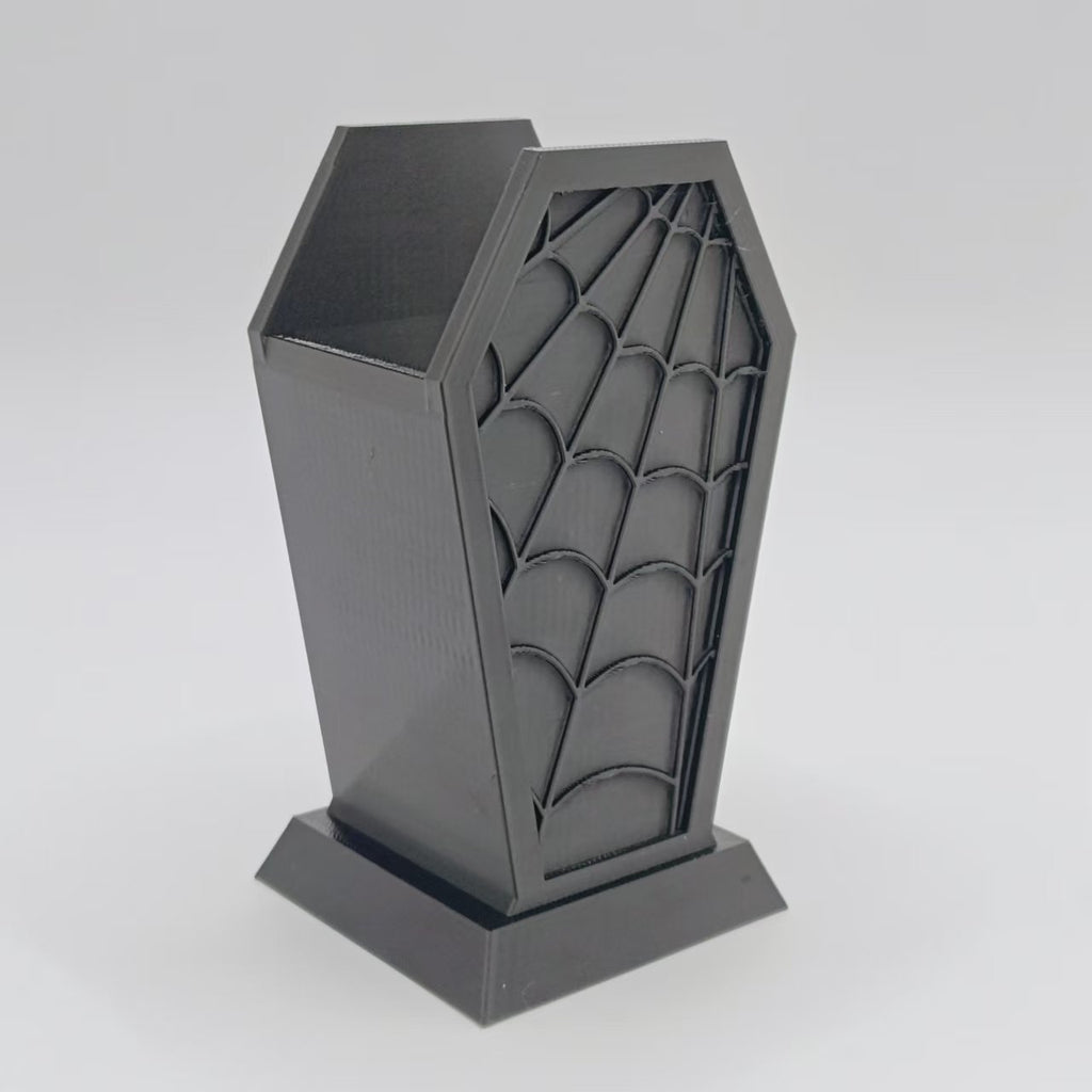 Orvena Cross-Border Gothic Coffin-Shaped Spider Web Makeup Brush Holder Bedroom Dresser Decoration Ornaments Creative Ornaments