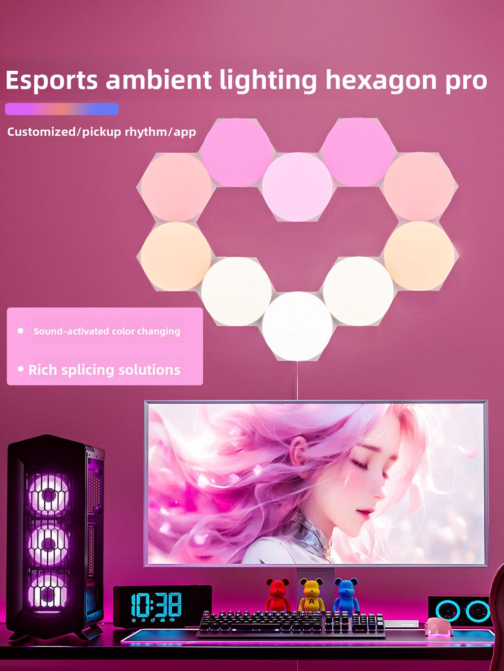 Smart Hexagonal RGB LED Panels with App Control
