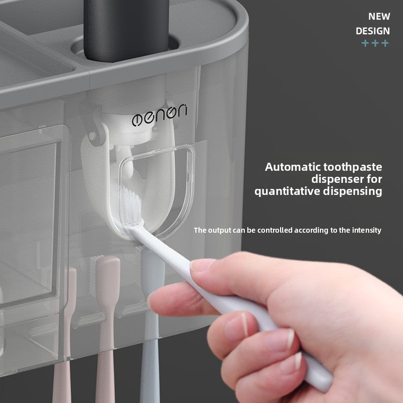 Orvena Wall-Mounted Toothbrush Cup Holder with Mouthwash Cup and Toothpaste Dispenser