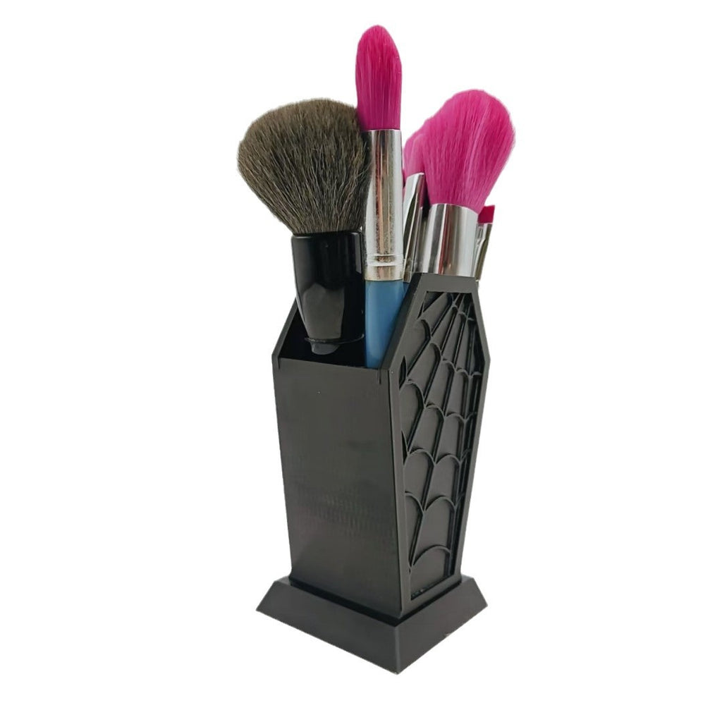 Orvena Cross-Border Gothic Coffin-Shaped Spider Web Makeup Brush Holder Bedroom Dresser Decoration Ornaments Creative Ornaments