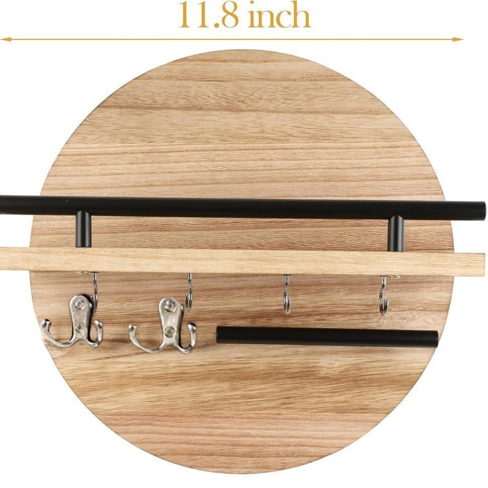 Orvena Round Wooden Wall Shelf for Home Decor