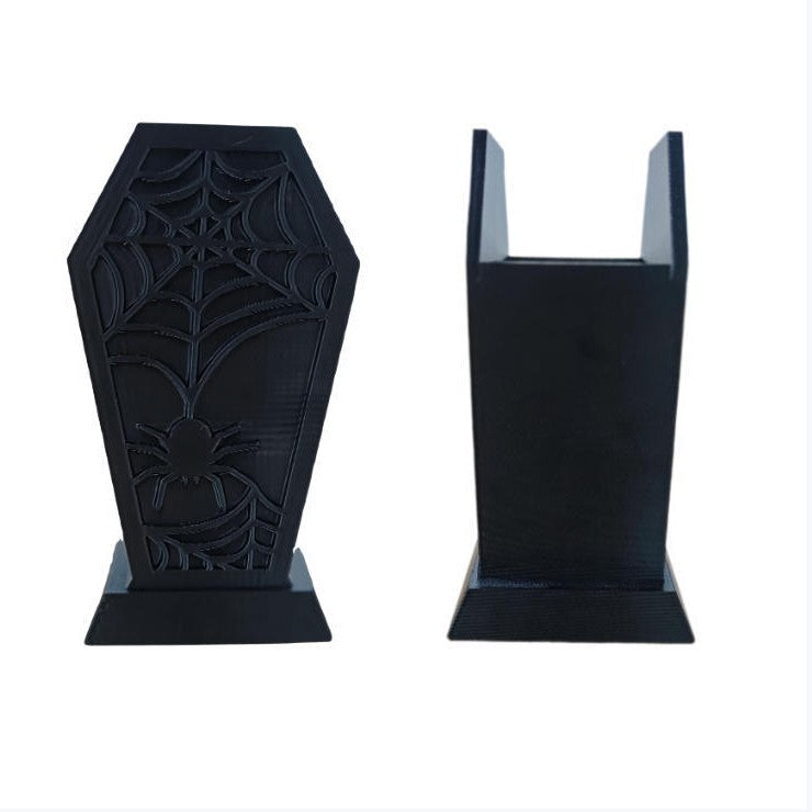 Orvena Cross-Border Gothic Coffin-Shaped Spider Web Makeup Brush Holder Bedroom Dresser Decoration Ornaments Creative Ornaments
