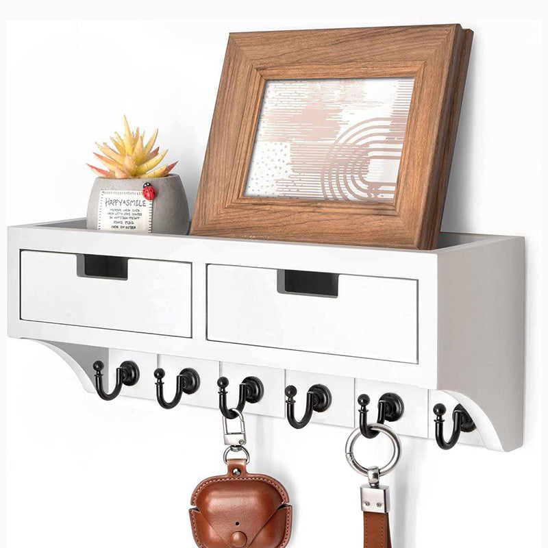 Orvena Wooden Entryway Organizer with Drawer and Key Hooks