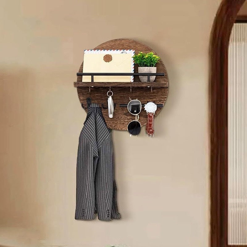 Orvena Round Wooden Wall Shelf for Home Decor