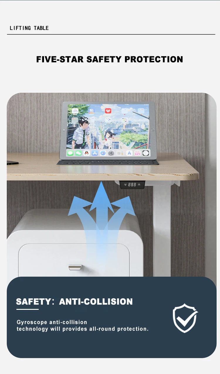 Orvena Economic Modern Ergonomic Electric Standing Desk Motorized Height Adjustable Extendable Durable Eco-Friendly 60KG Load Office
