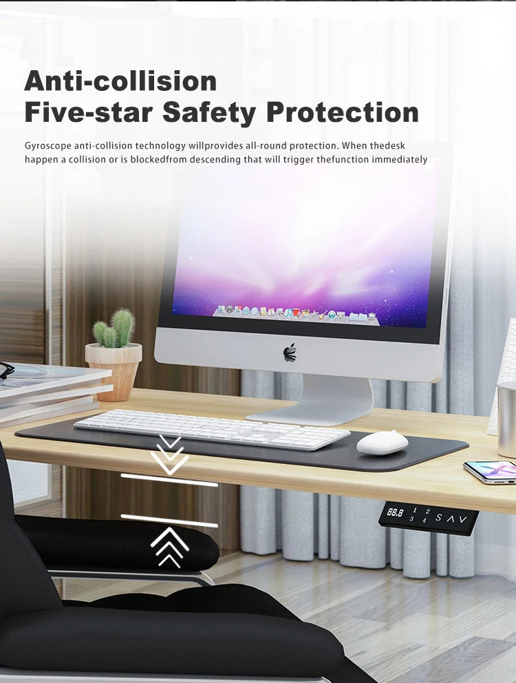 Orvena Economic Modern Ergonomic Electric Standing Desk Motorized Height Adjustable Extendable Durable Eco-Friendly 60KG Load Office