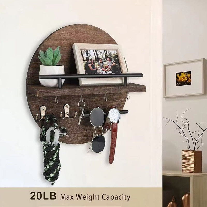 Orvena Round Wooden Wall Shelf for Home Decor