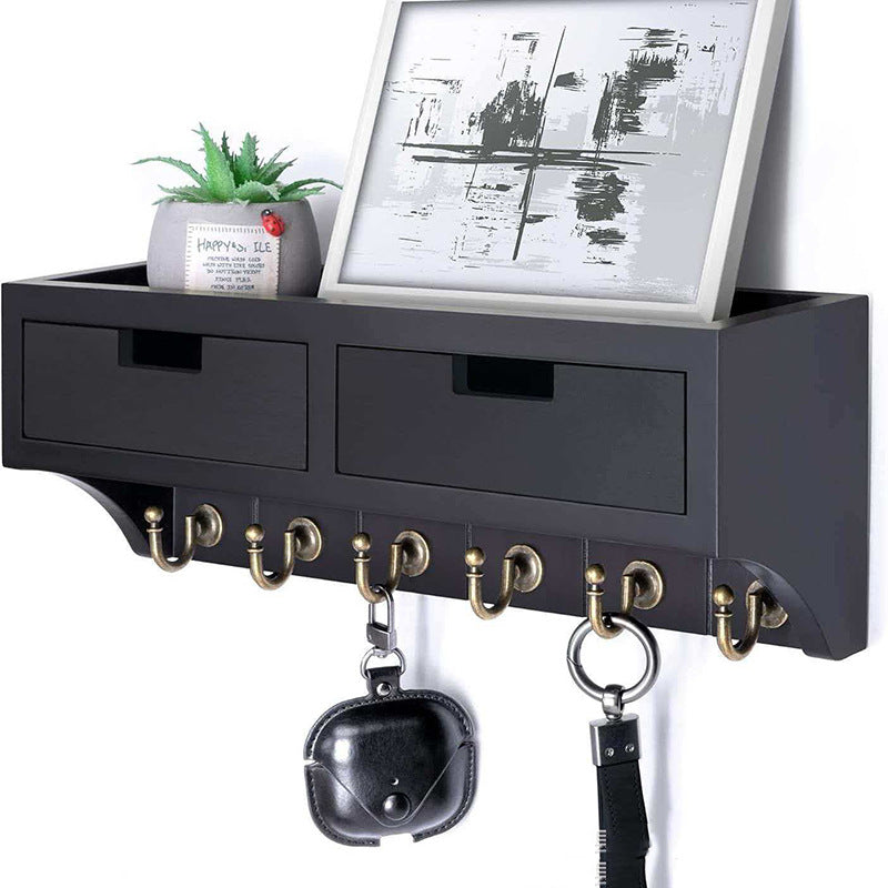 Orvena Wooden Entryway Organizer with Drawer and Key Hooks