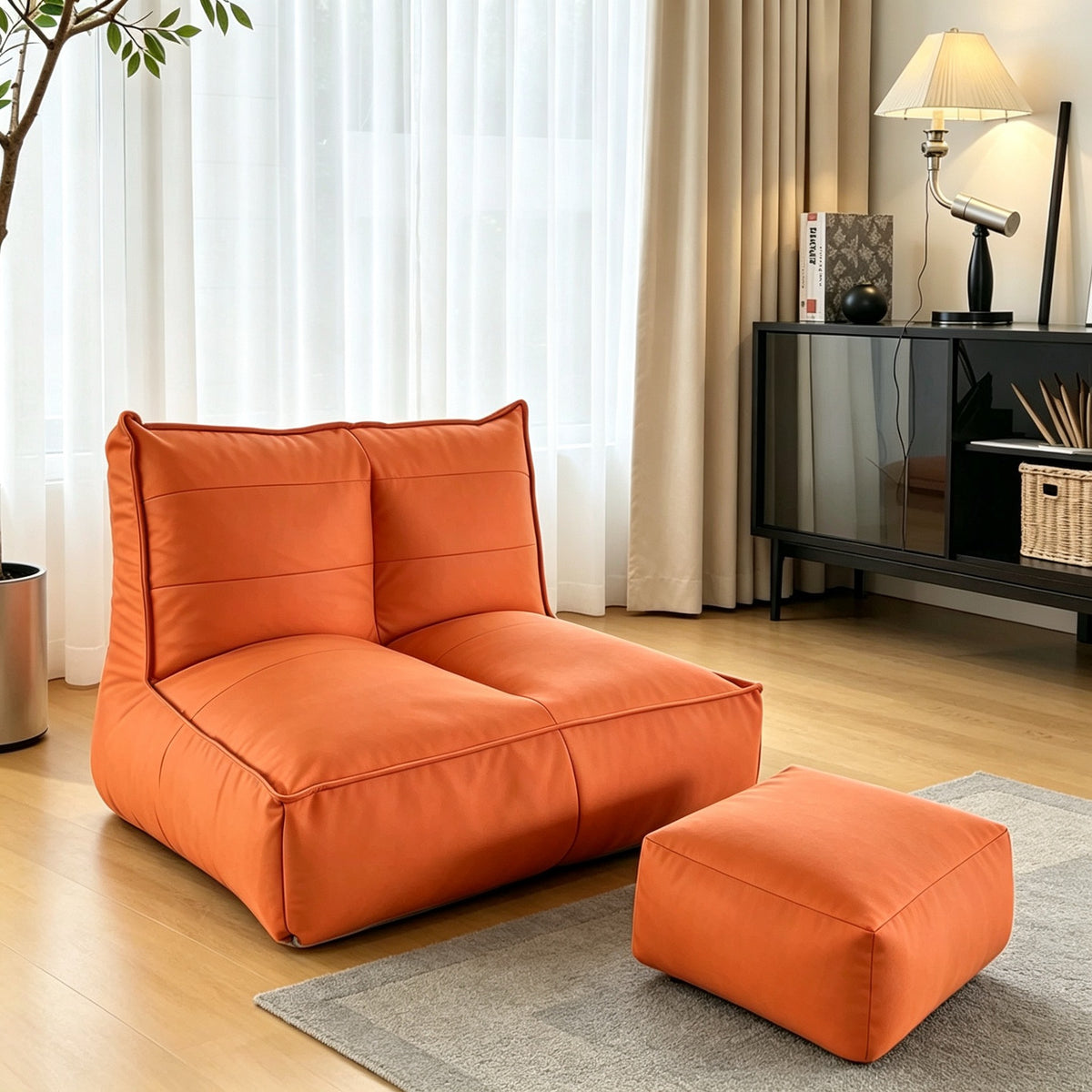 Orvena Vintage Lazy Sofa Single Seat for Living Room Balcony